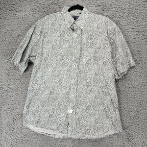 Roper Shirt Mens Large Gray Paisley Short Sleeve Button Up